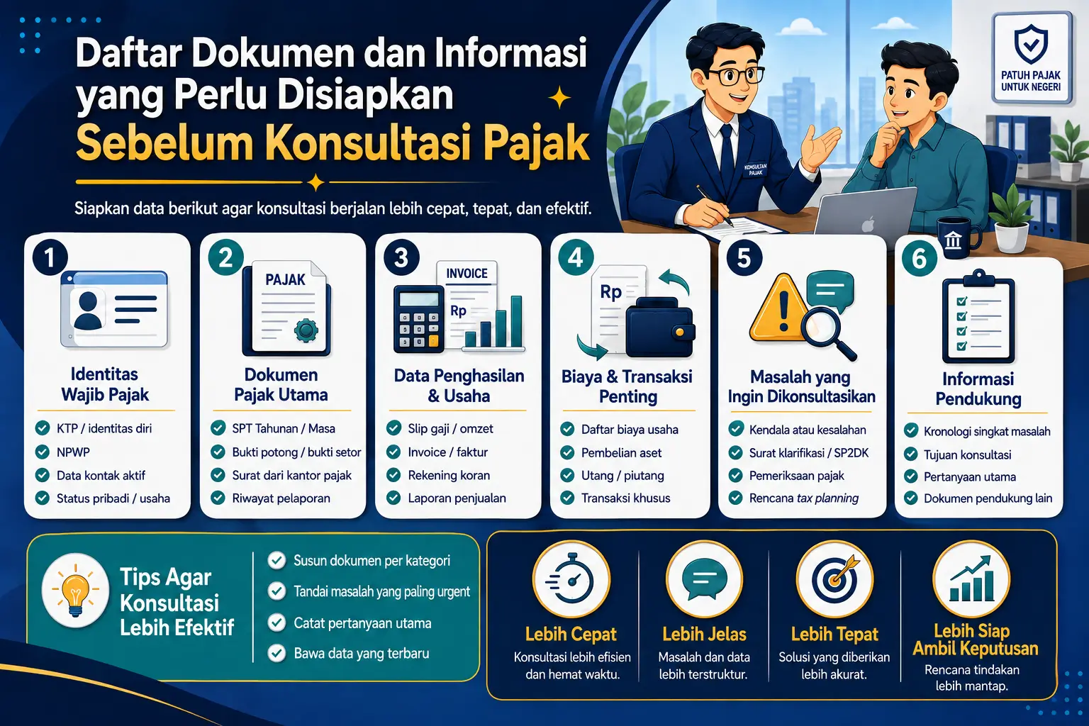 Daftar dokumen dan informasi yang perlu disiapkan sebelum konsultasi pajak