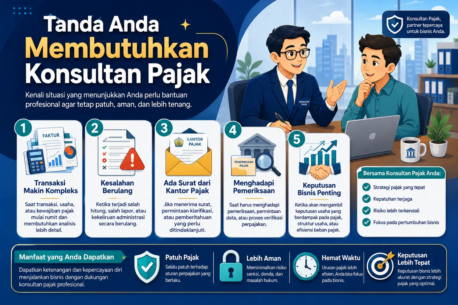 Infografik tanda perusahaan perlu menggunakan jasa konsultan pajak